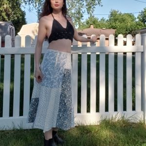 Liz Claiborne Size 8 Patchwork Paisley Blue Skirt